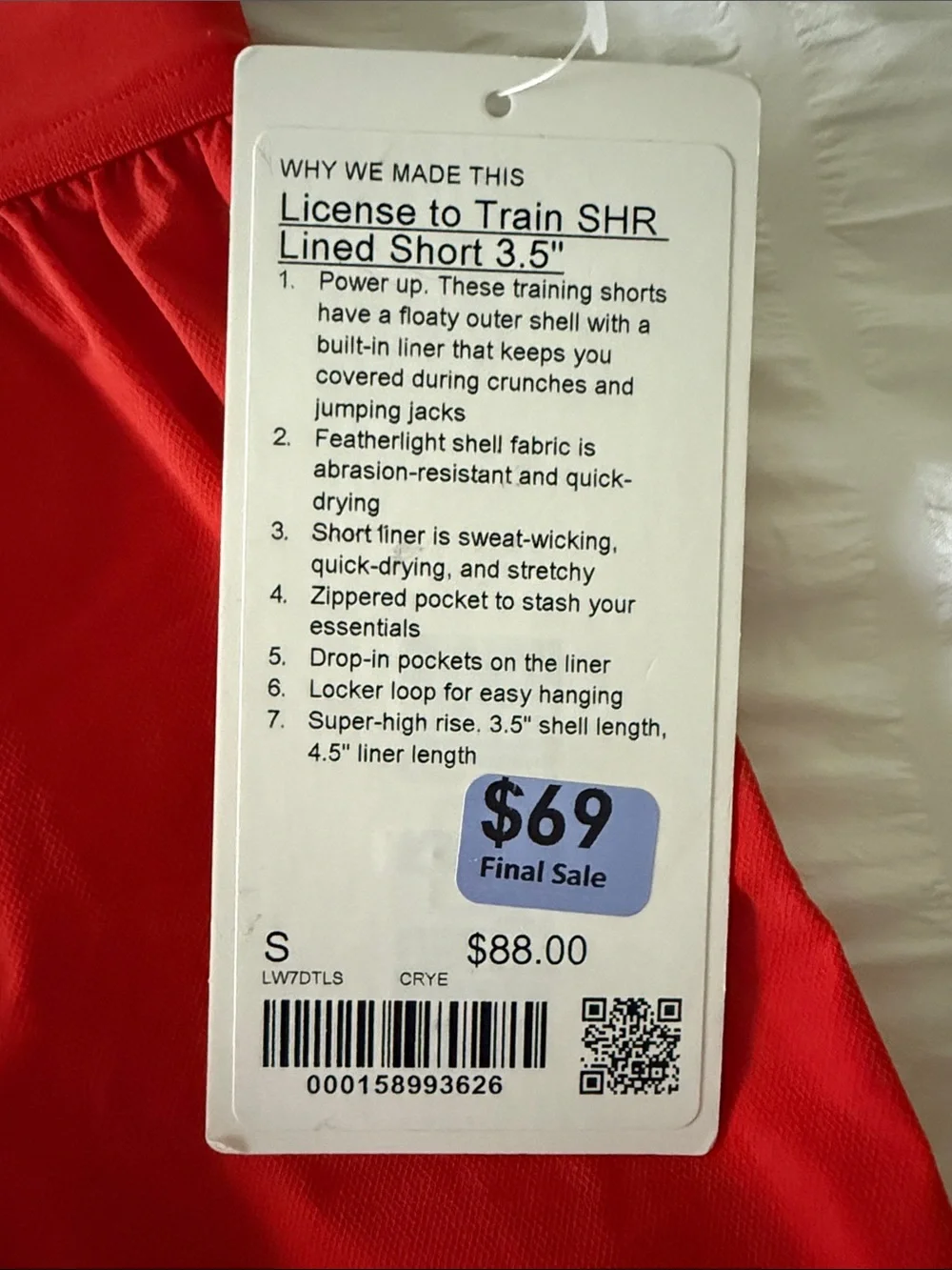 Lululemon License to Train SHR Lined Short